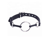 Love In Leather Metal and Silicone O-Ring Gag Black Bondage Gags and Bits